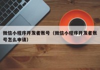 微信小程序开发者账号（微信小程序开发者账号怎么申请）